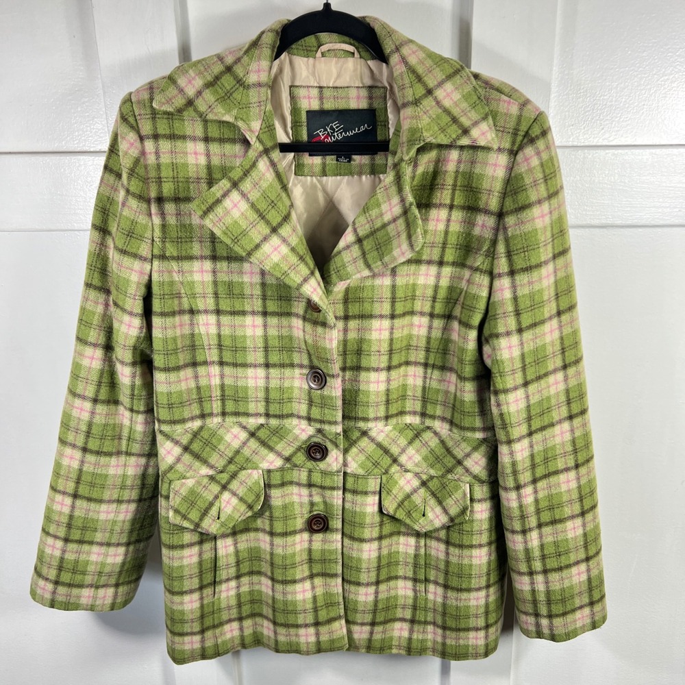 Rue21 Green Plaid Wool-Blend Blazer